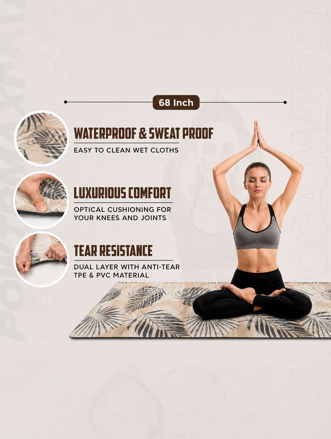 Non-slip Printed Yoga And Exercise Mat - 22765667 -  Standard Image - 3