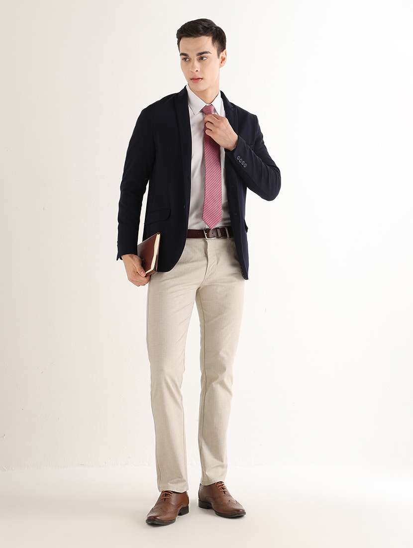 Men Solid Mid Rise Slim Fit Formal Trouser - 22765777 -  Standard Image - 5
