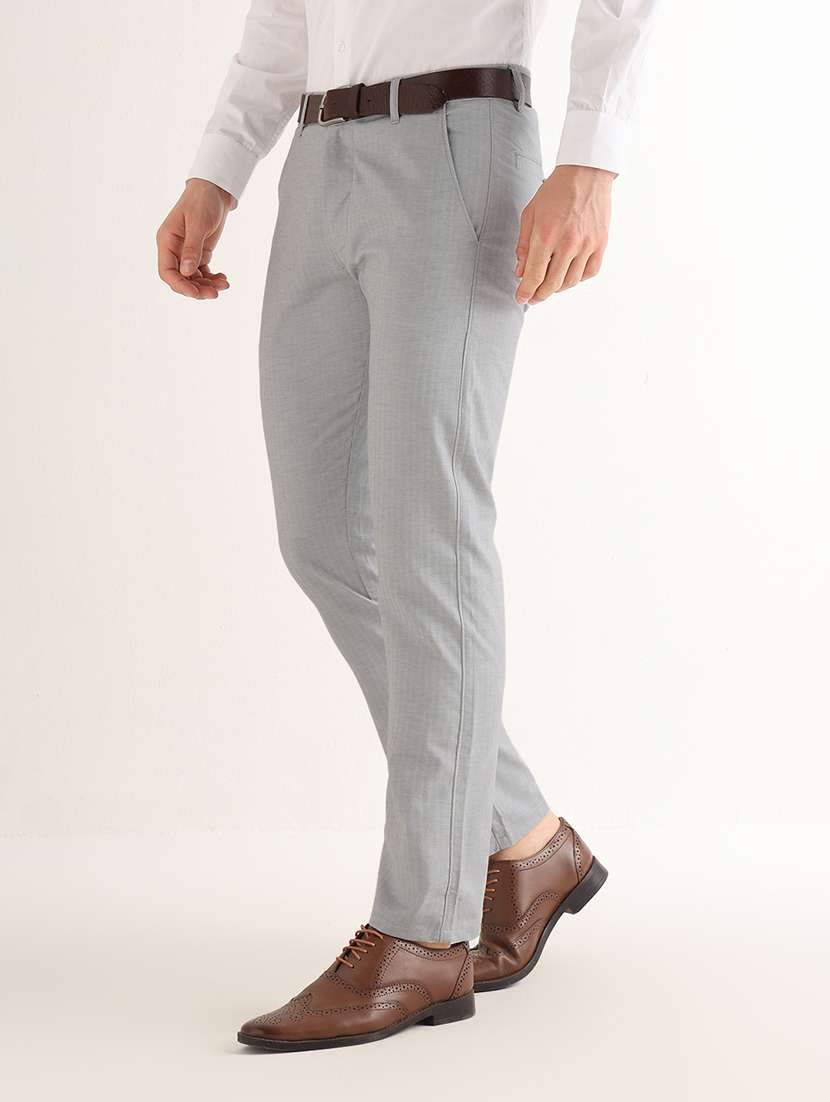 Men Self Design Mid Rise Slim Fit Formal Trouser - 22765779 -  Standard Image - 3