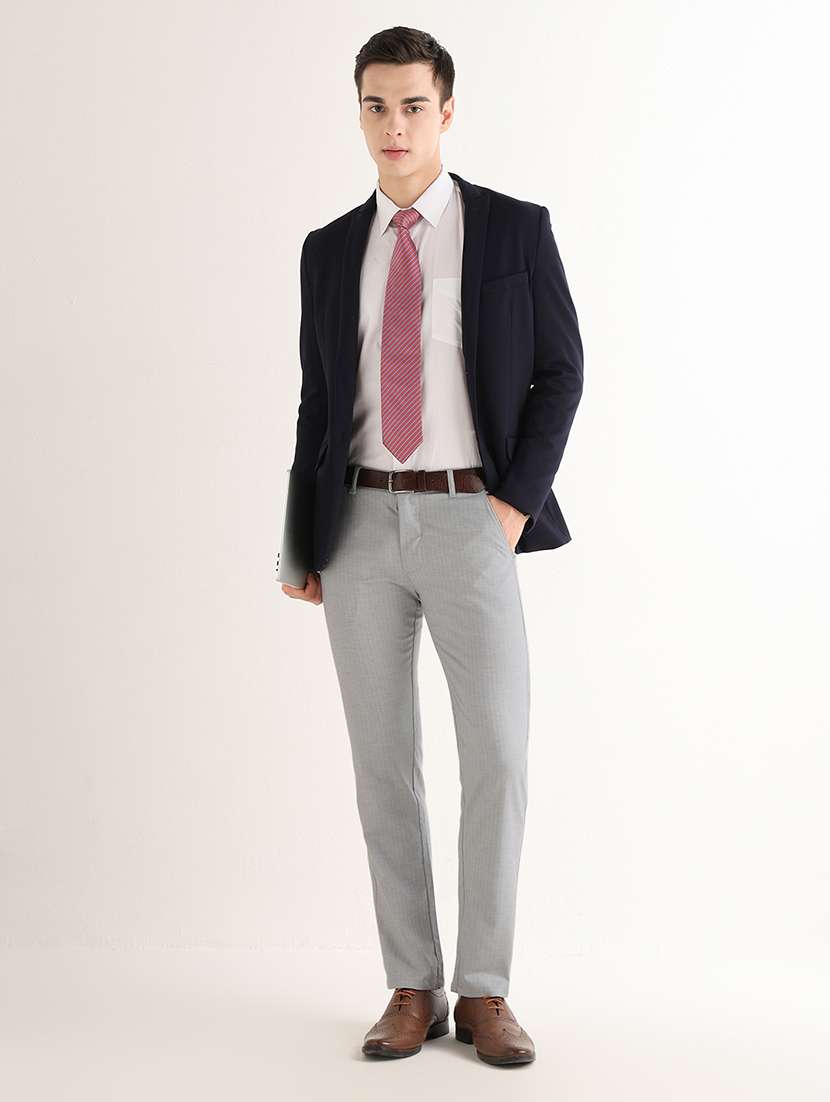 Men Self Design Mid Rise Slim Fit Formal Trouser - 22765779 -  Standard Image - 5