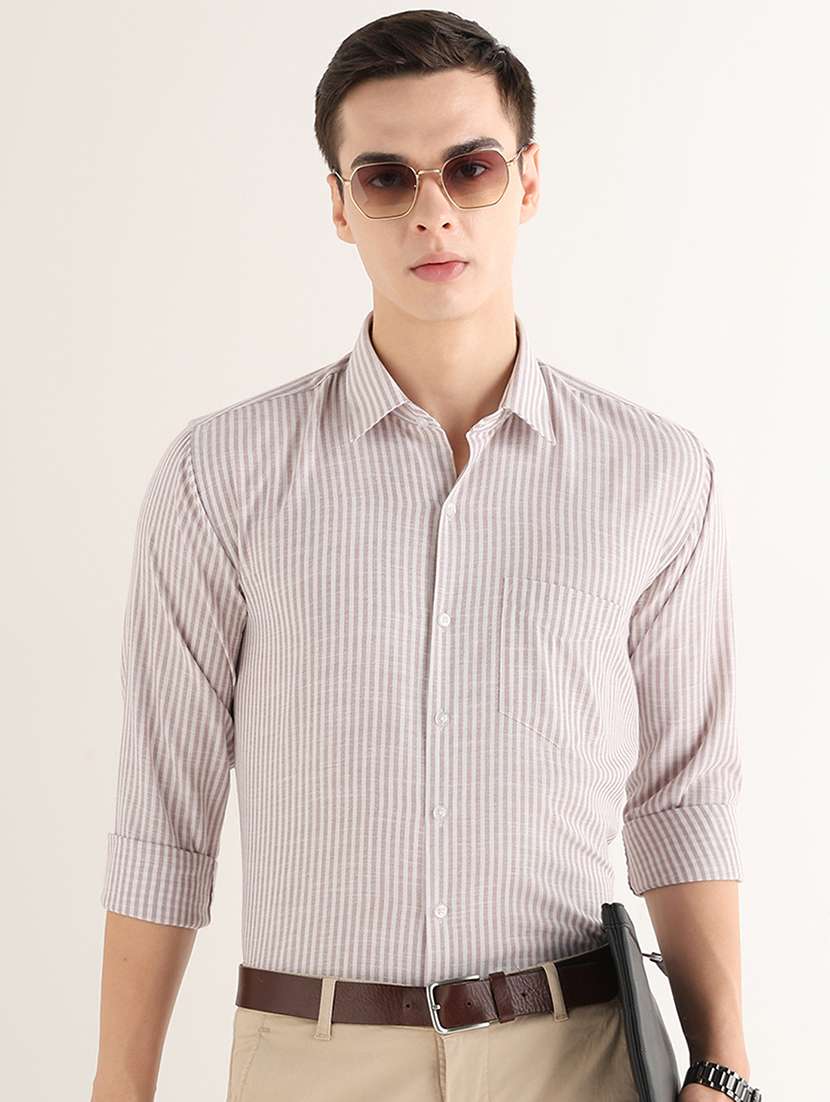 women striped long sleeves formal shirt