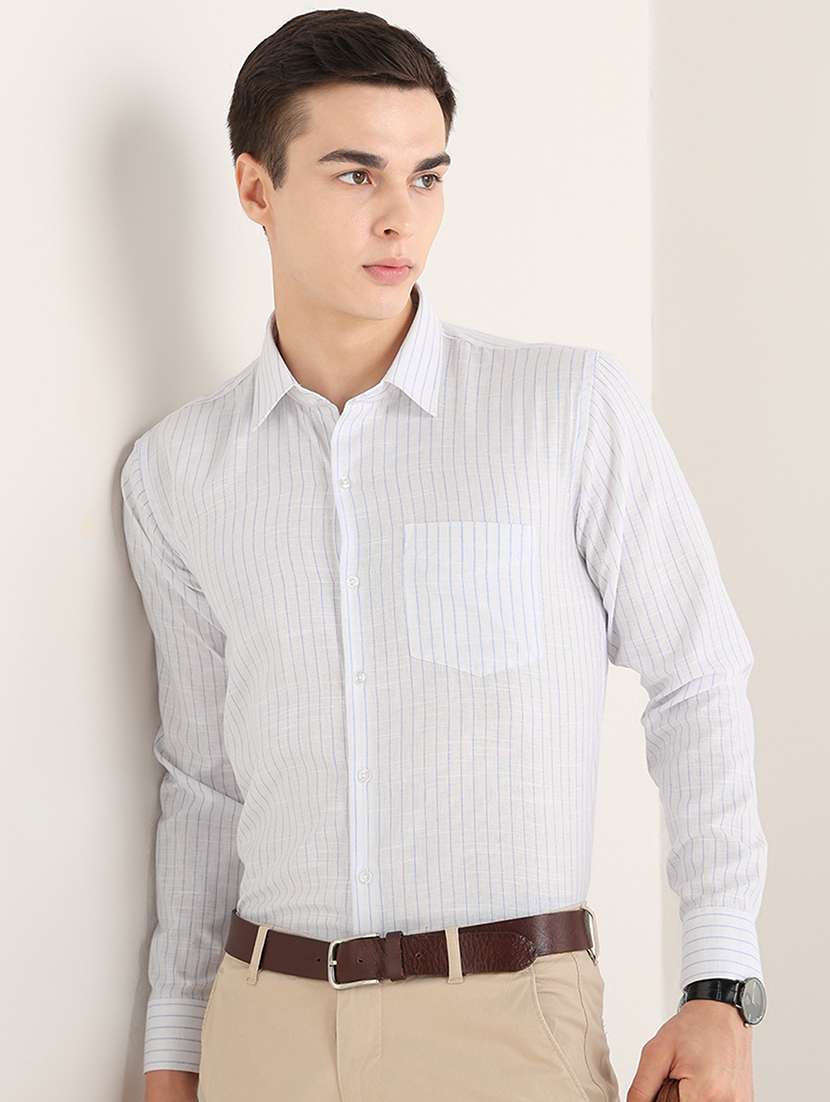 women striped long sleeves formal shirt