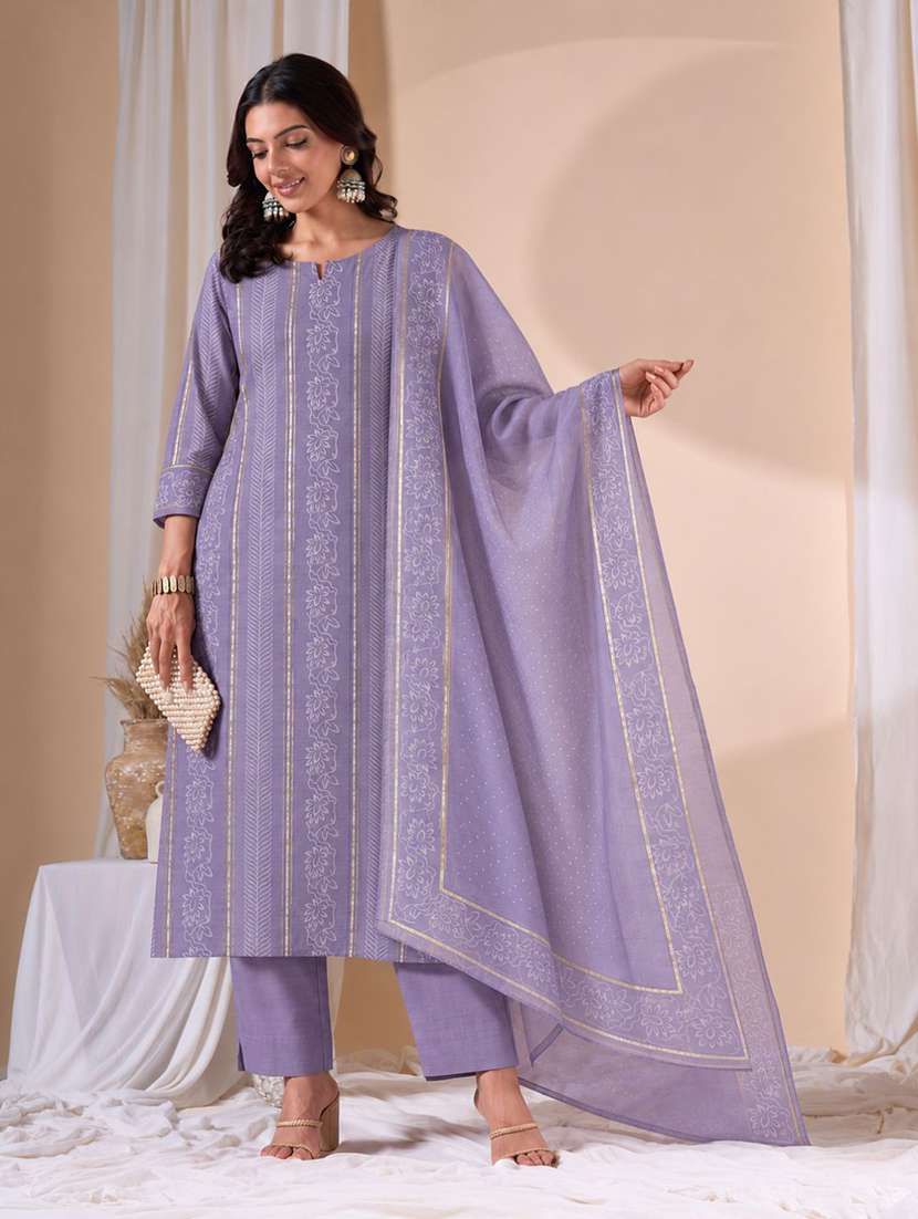 women printed unstitched suit set