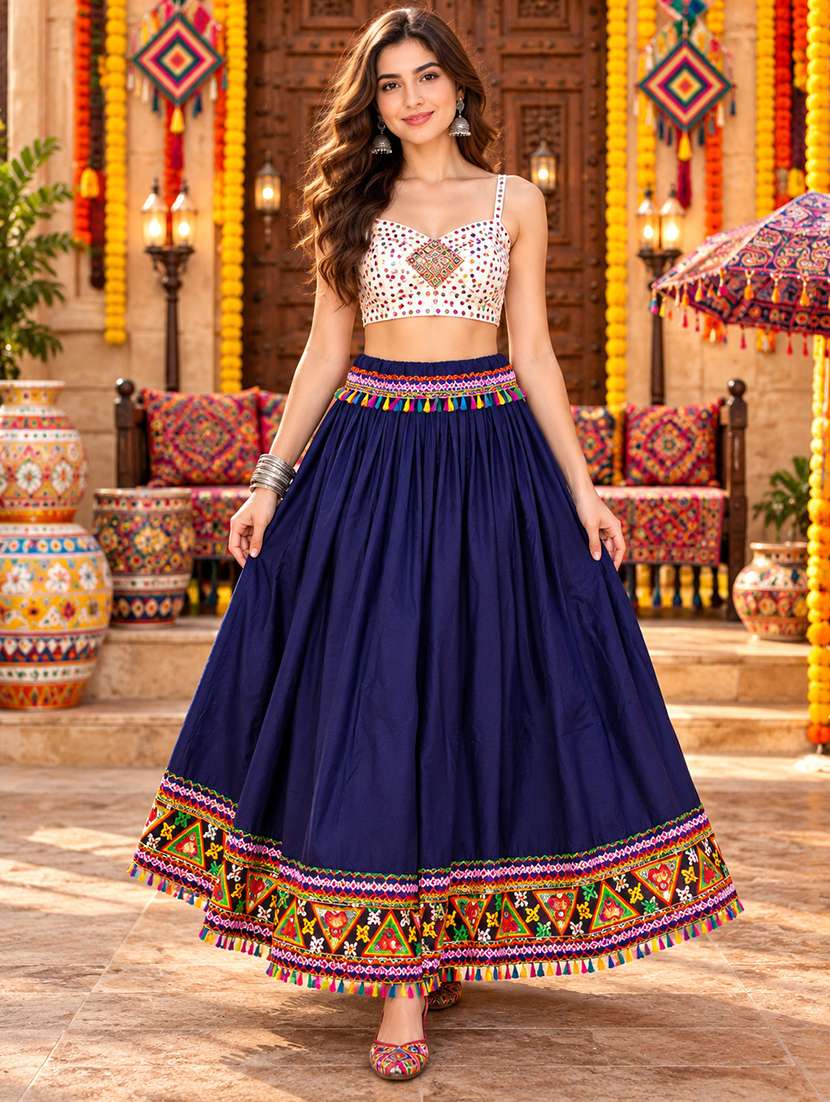 women embroidered high rise flared skirt
