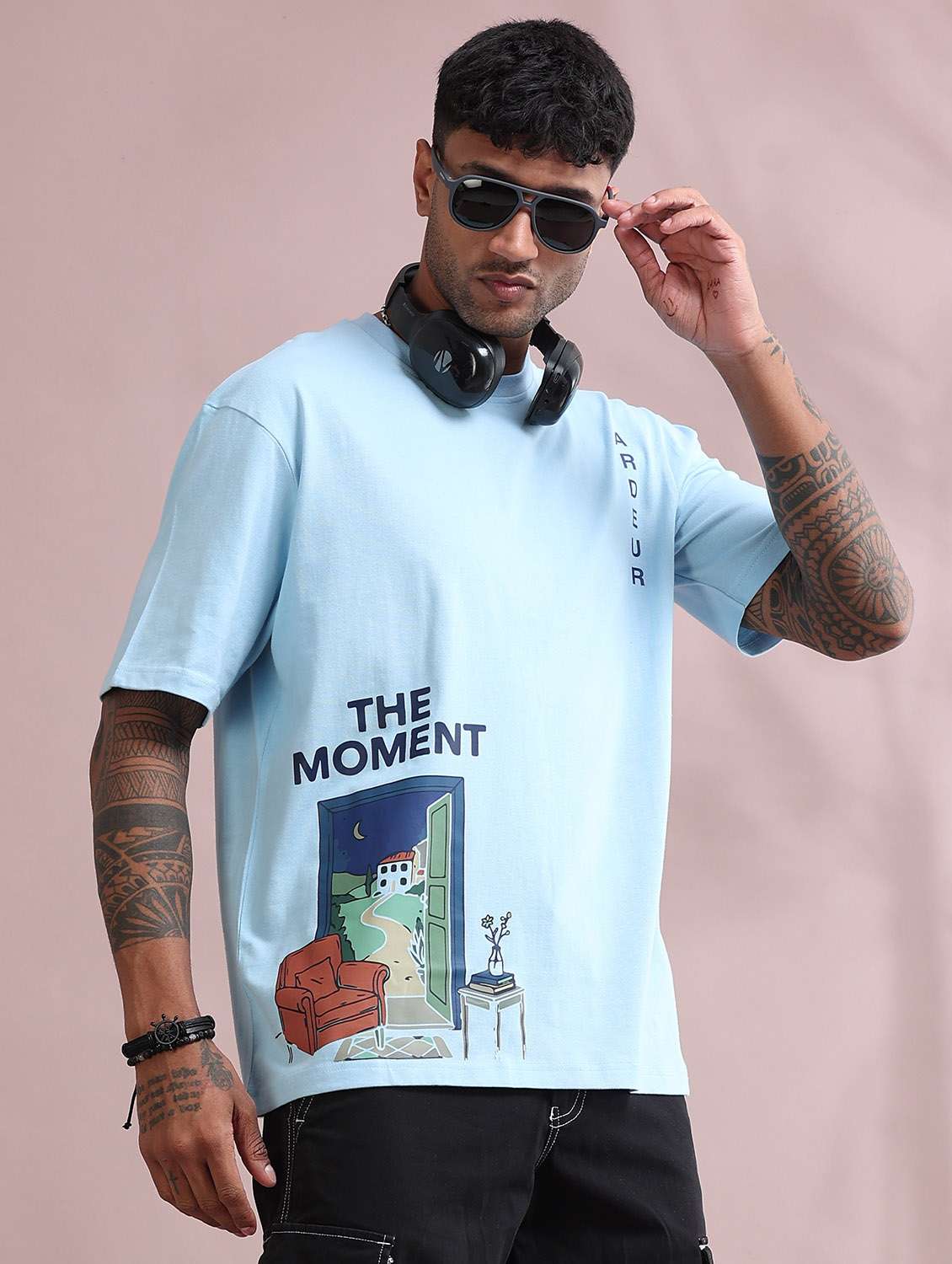 men printed short sleeve loose fit t-shirt
