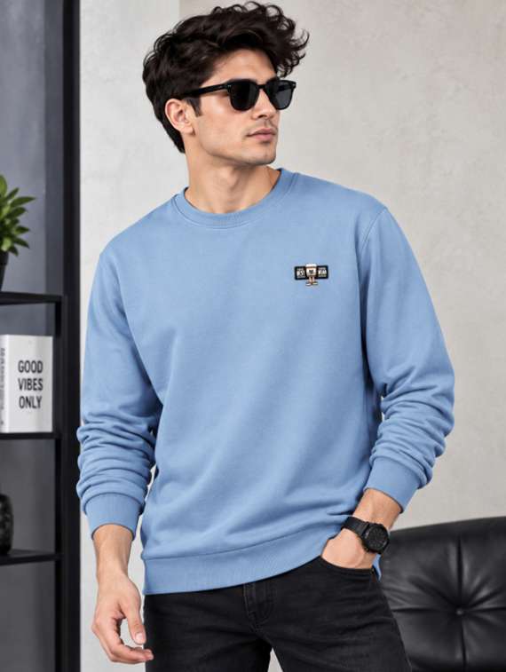 men solid long sleeves regular fit sweatshirt