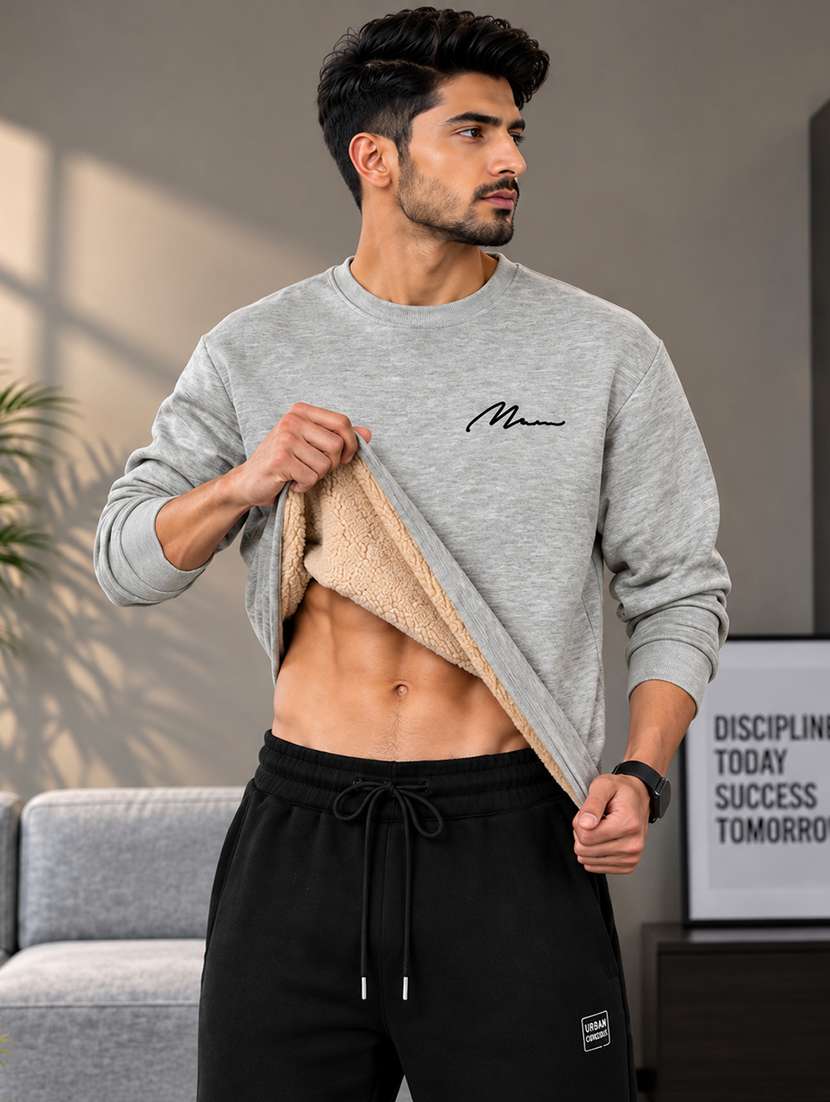 men solid long sleeves regular fit sweatshirt