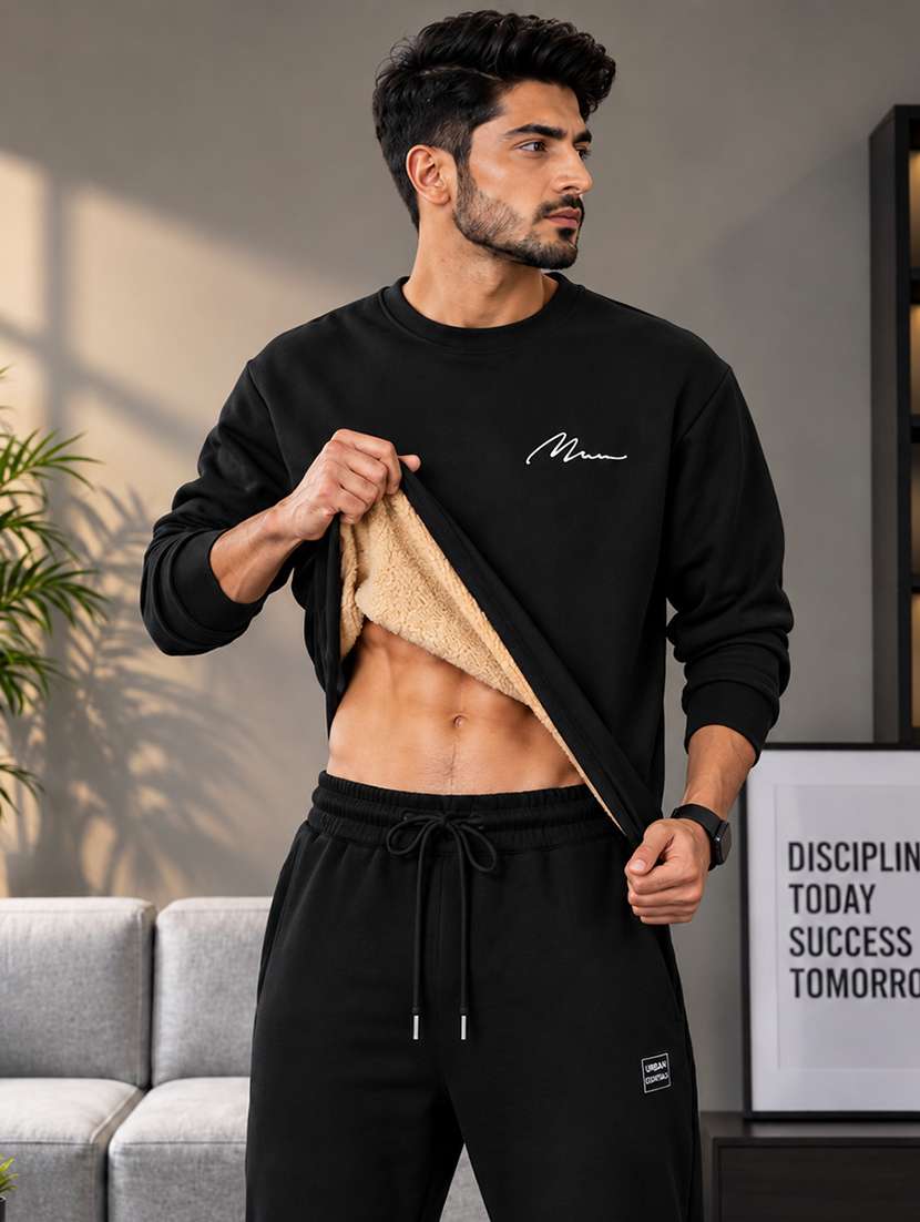 men solid long sleeves regular fit sweatshirt