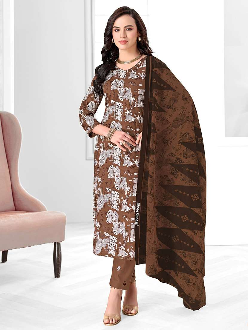 women printed three quarter sleeve kurta pant with dupatta set