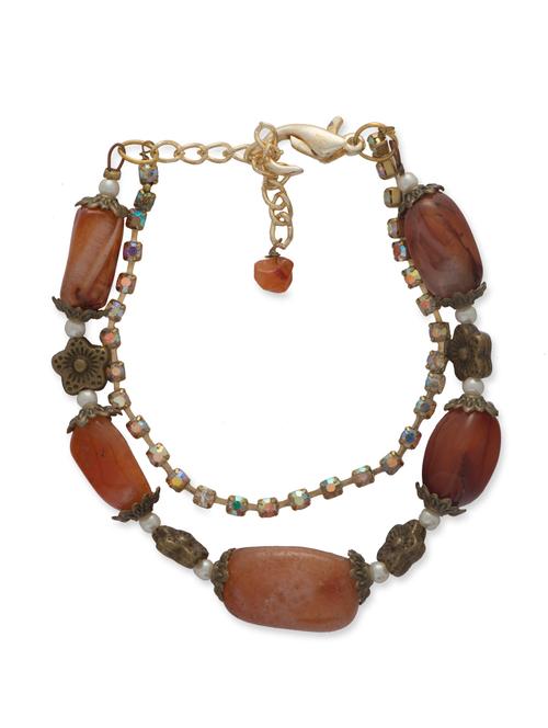 Brown & Gold Stone Bracelet - Ivory Tag