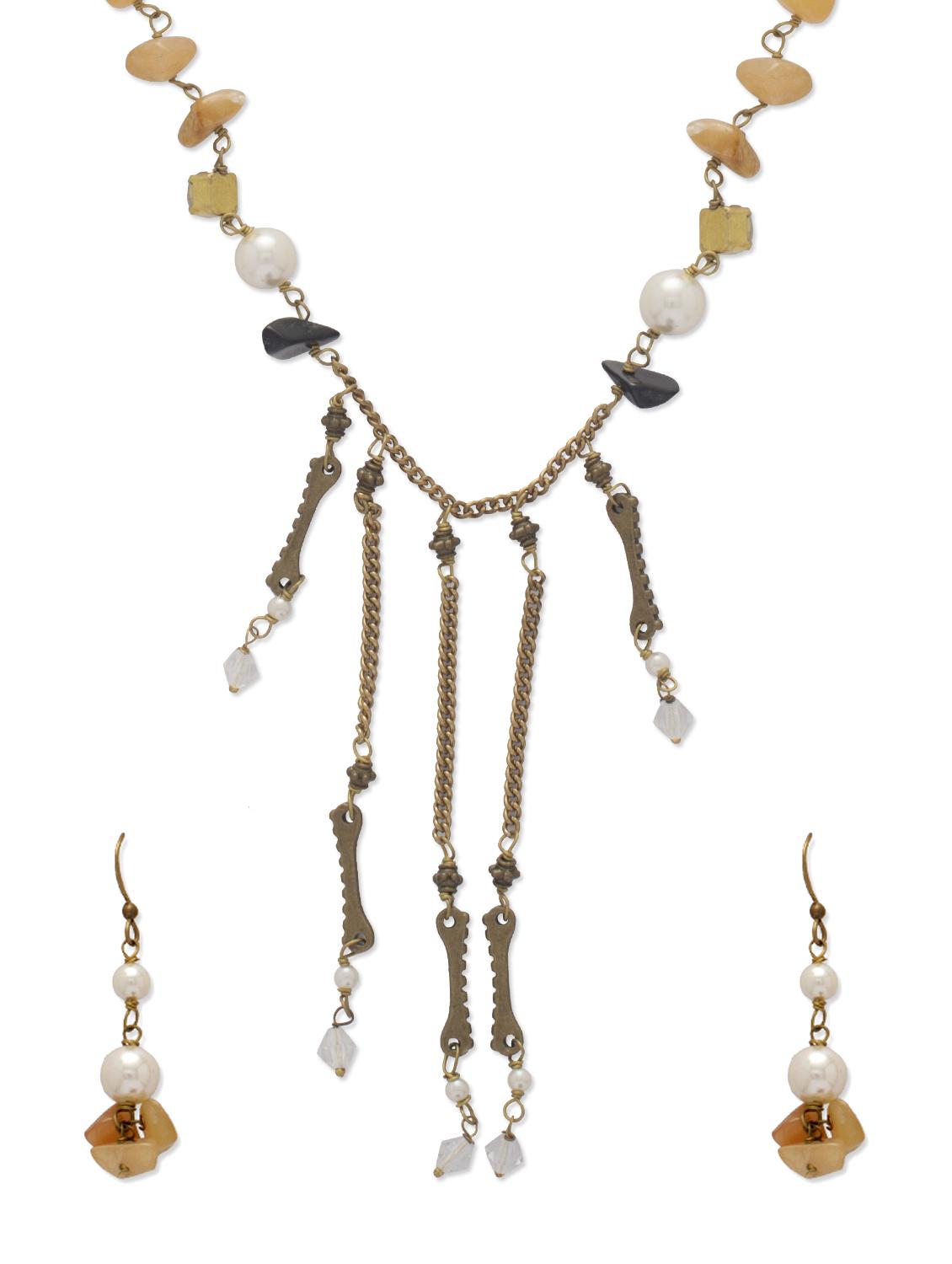 Elegant Yellow & Gold Jewellery Set - Ivory Tag