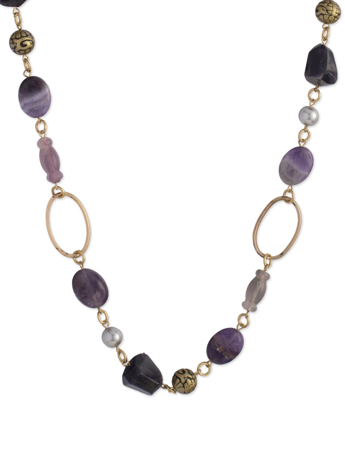 Elegant Purple & Gold Necklace - Ivory Tag