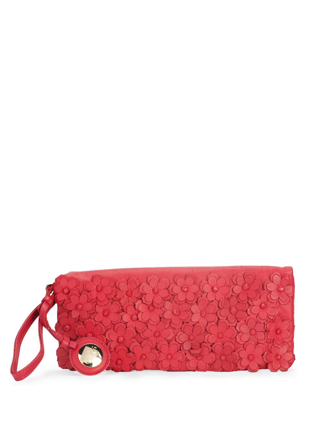 Red Clutch With Floral Applique Work - 35671 -  Zoom Image - 0