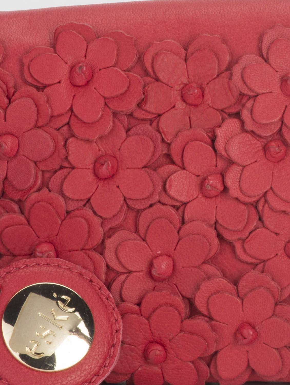 Red Clutch With Floral Applique Work - 35671 -  Standard Image - 3