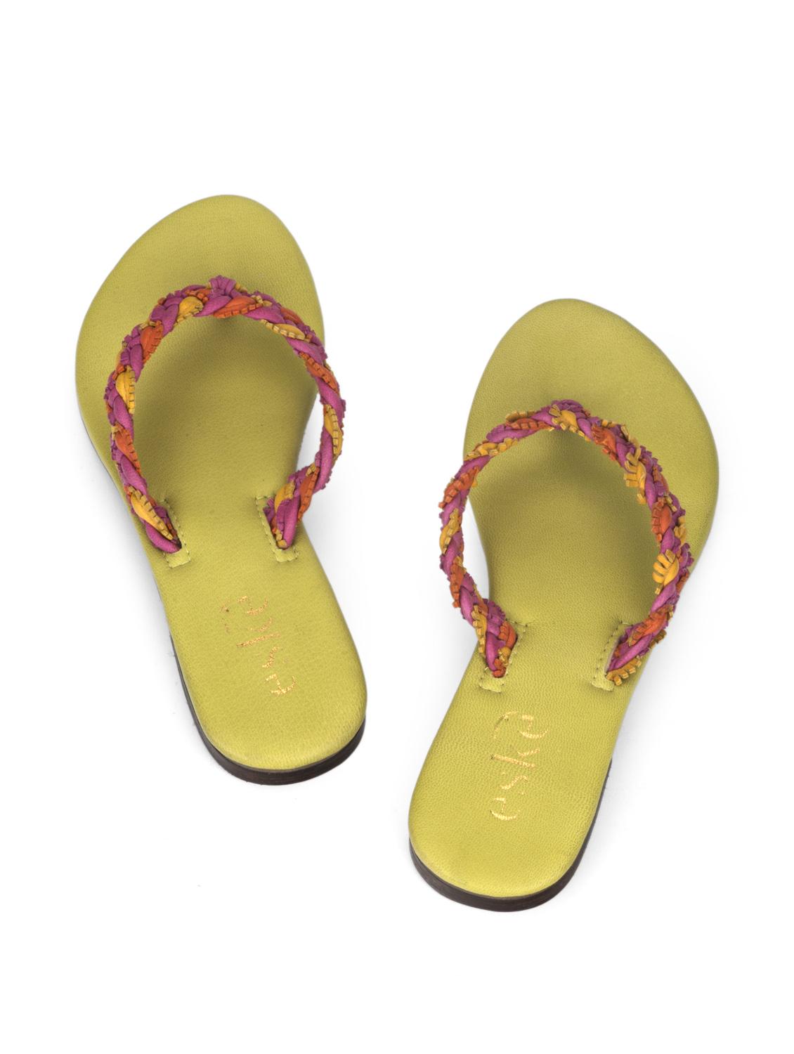 Lime Green Braided Flip Flops - 35762 - Standard Image - 3