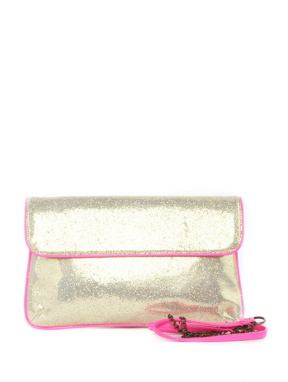 Golden Sequin Clutch with Pink Piping - 47787 - Standard Image - 5