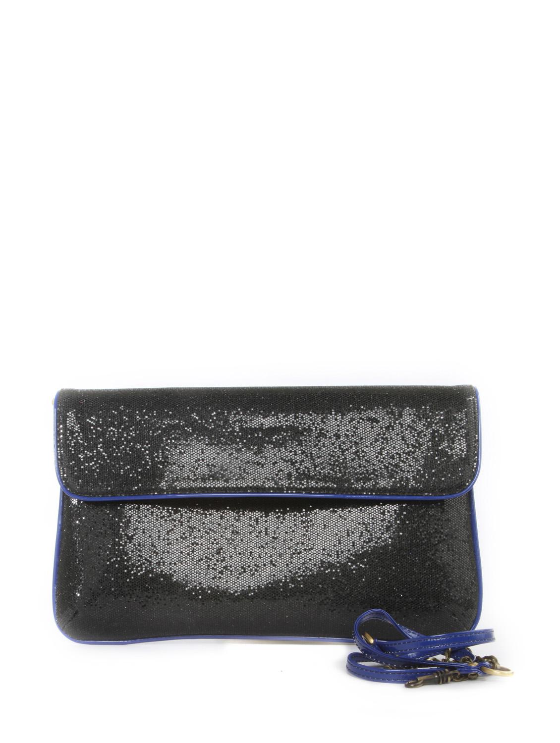 Black Sequin Clutch with Blue Piping - 47788 - Standard Image - 5