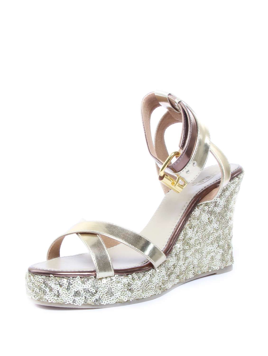 Sequin Work Golden Glitter Wedges - 47903 -  Zoom Image - 0