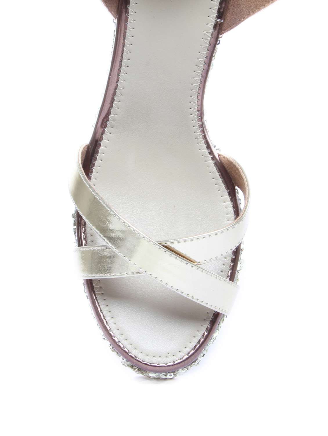 Sequin Work Golden Glitter Wedges - 47903 -  Standard Image - 3