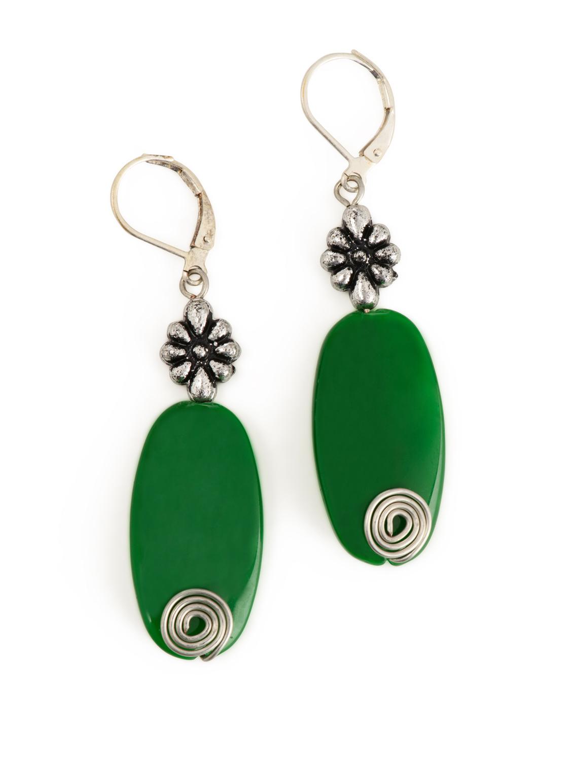 Green Stone Earrings With Metal Accent - Eesha Zaveri; Jewellery By Design