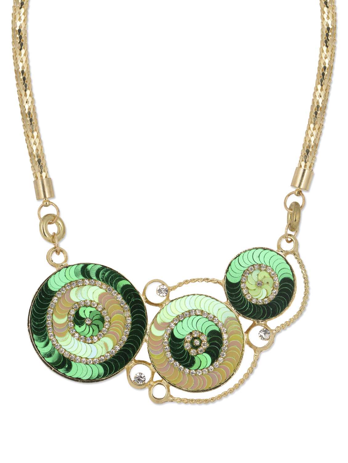 green & gold disc pendant necklace