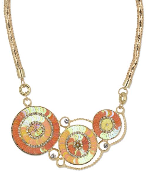 Gold & Orange Disc Pendant Necklace - YOUSHINE