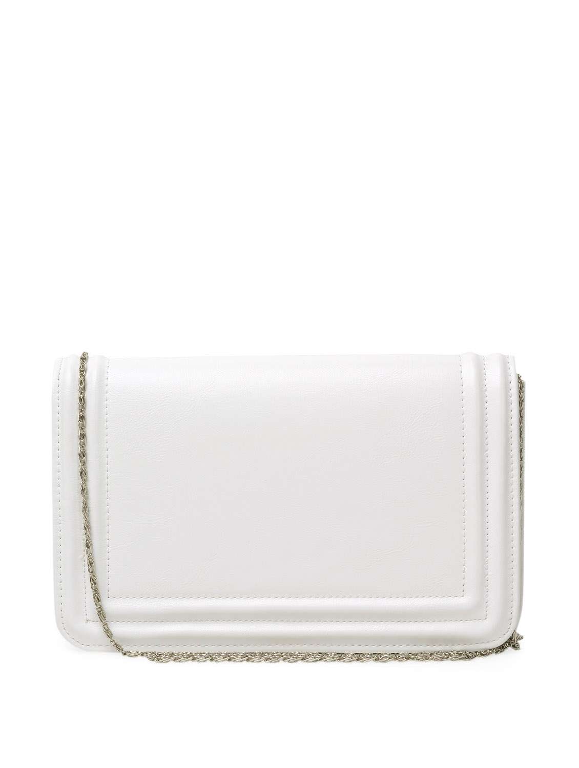 elegant white & silver rectangular clutch