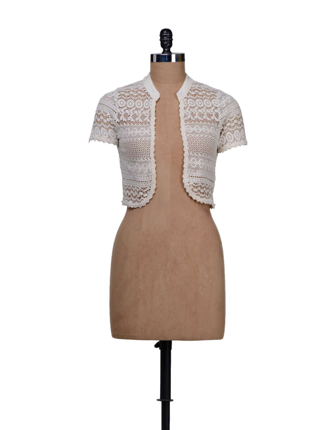 Buy online Crochet Work White Shrug from Capes Shrugs for Women