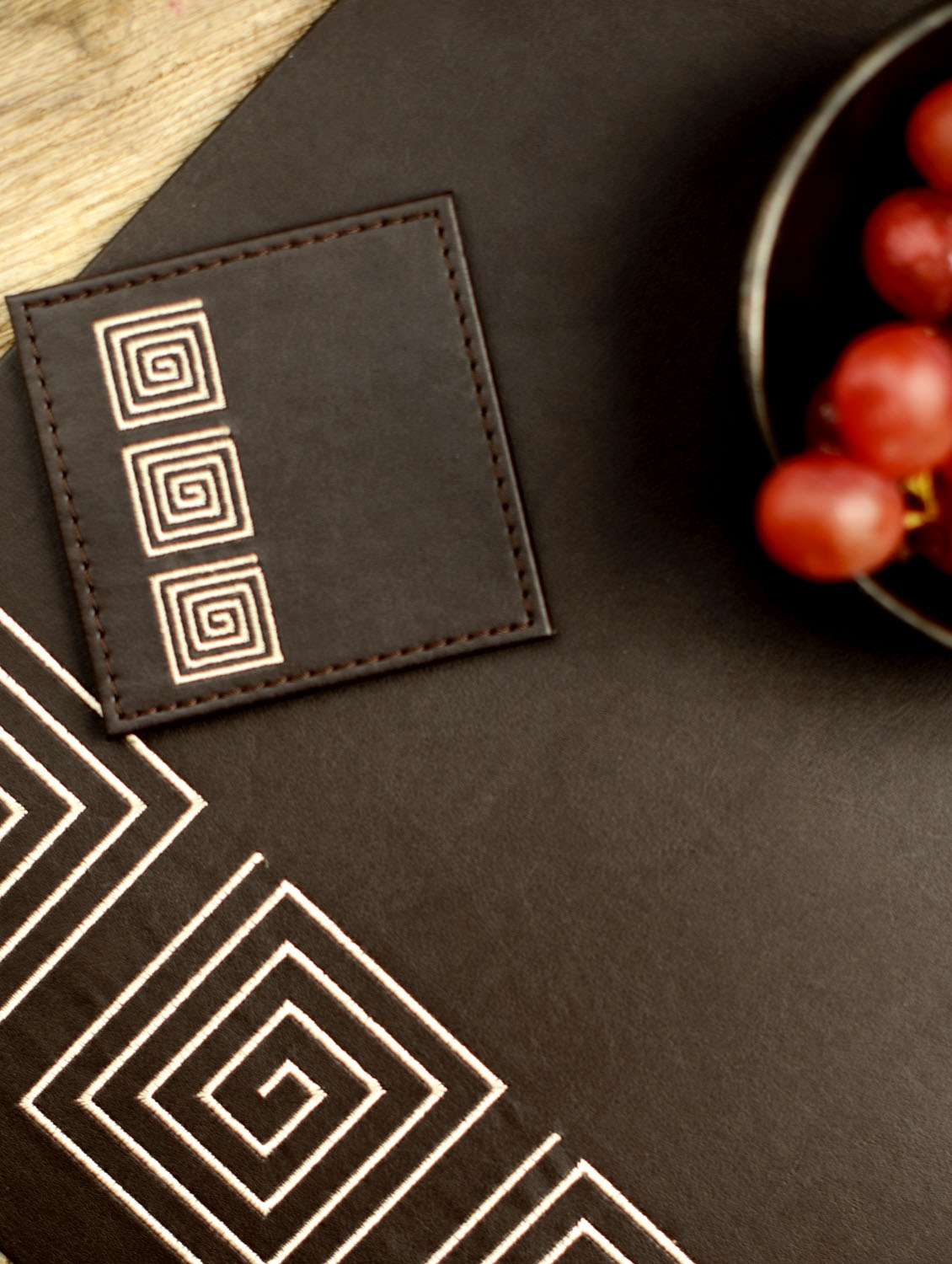 Buy online Embroidered Faux Leather Placemat (set Of 6) from for Unisex