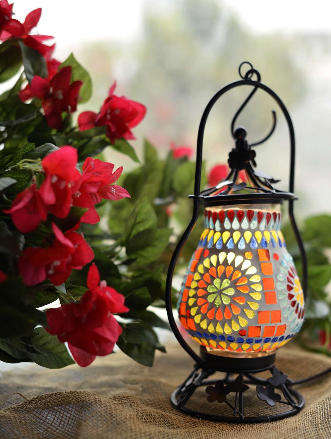 mosaic lantern style lamp