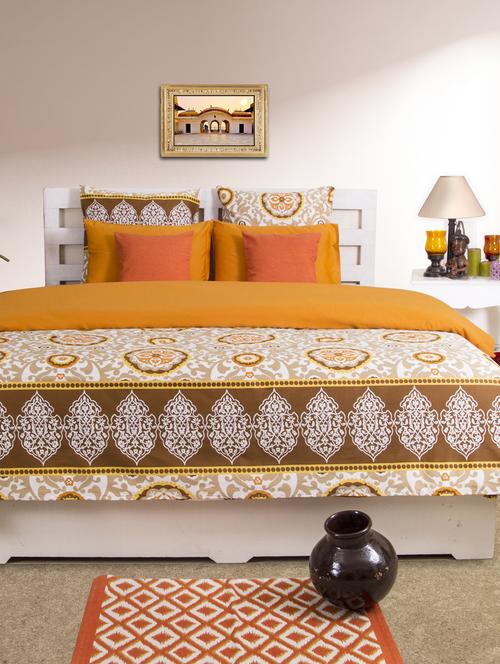 Mustard Printed Double Dohar Cover - HOUSE THIS