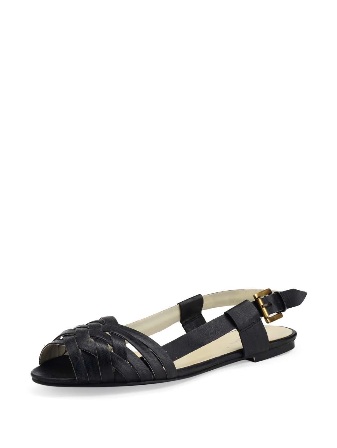 black leather woven sandals