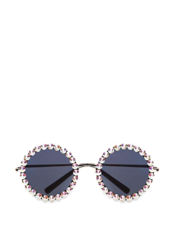 swarovski crystal embellished round sunglasses