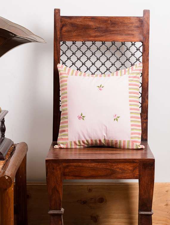 Plain Orange  with flower print Cushion Cover Pillow Cover 2pcs Set 16X16 Pillow Case