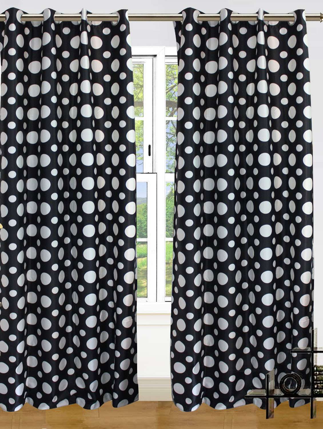 Buy Online Black Polka Dot Window Curtains From Home Decor For