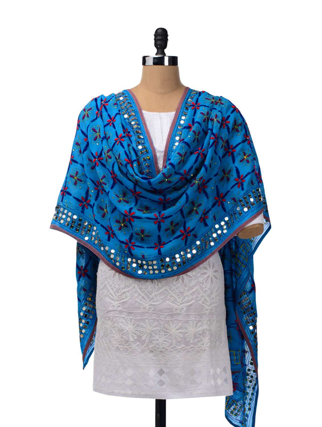 Buy online Firozi Phulkari Dupatta from dupattas and scarves for - Main Image