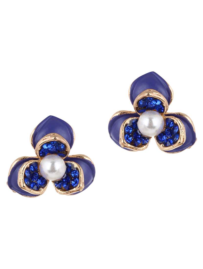 statement blue flower vintage studs