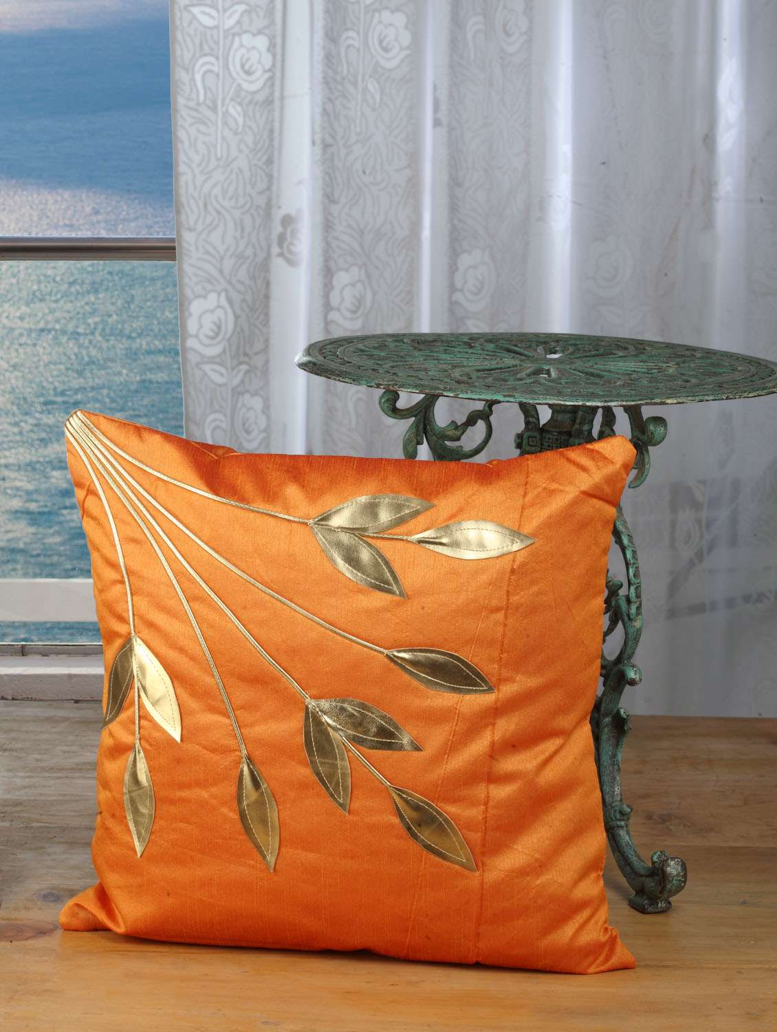 Buy online Orange Cushion Covers With Golden Leaves (set Of 5) from Cushions & Throws for Unisex