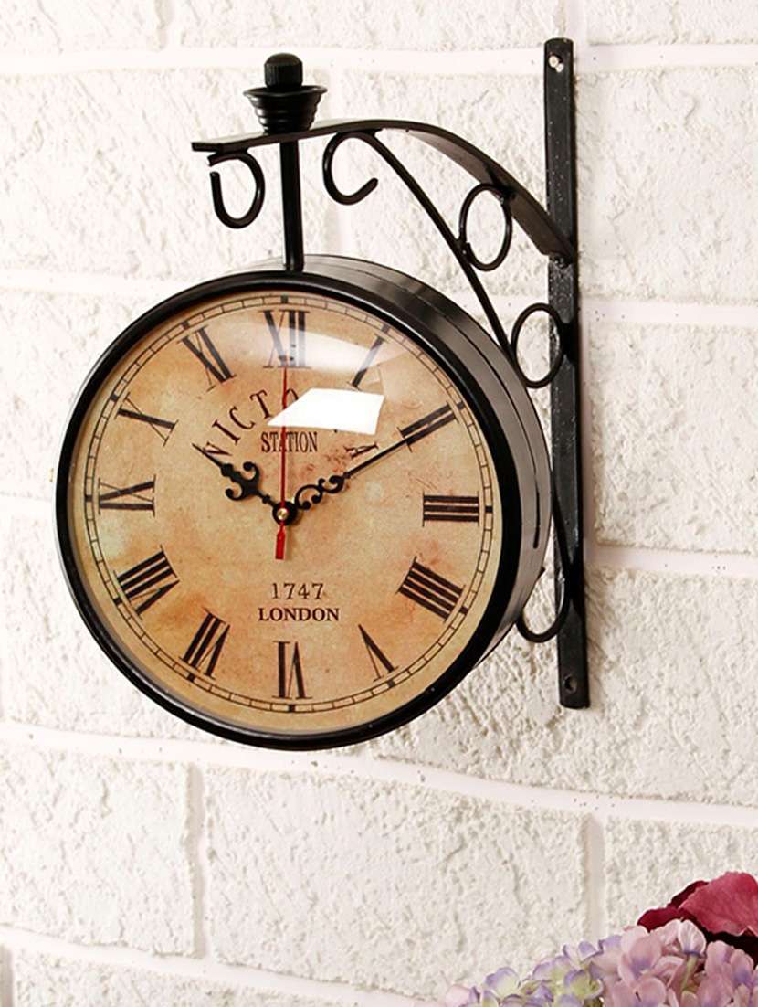 vintage station brass clock (double side clock)