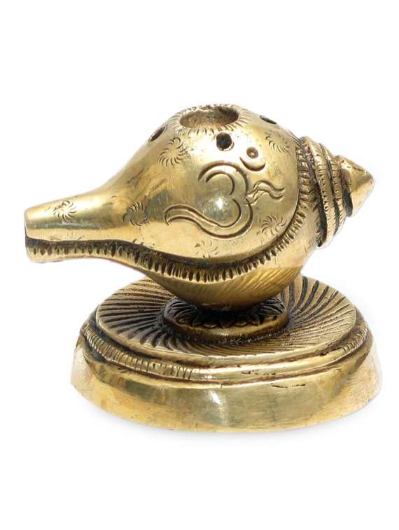brass shankh incense burner