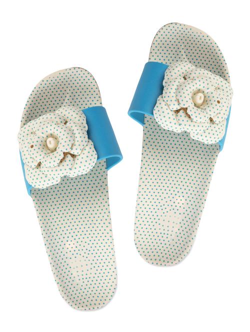Floral Dotty Blue Flip Flops - ZACHHO