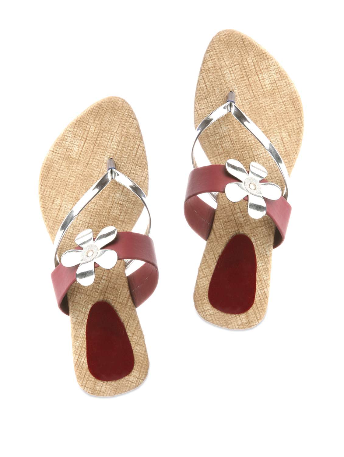 maroon flower embellished sandals - 898478 -  Zoom Image - 0