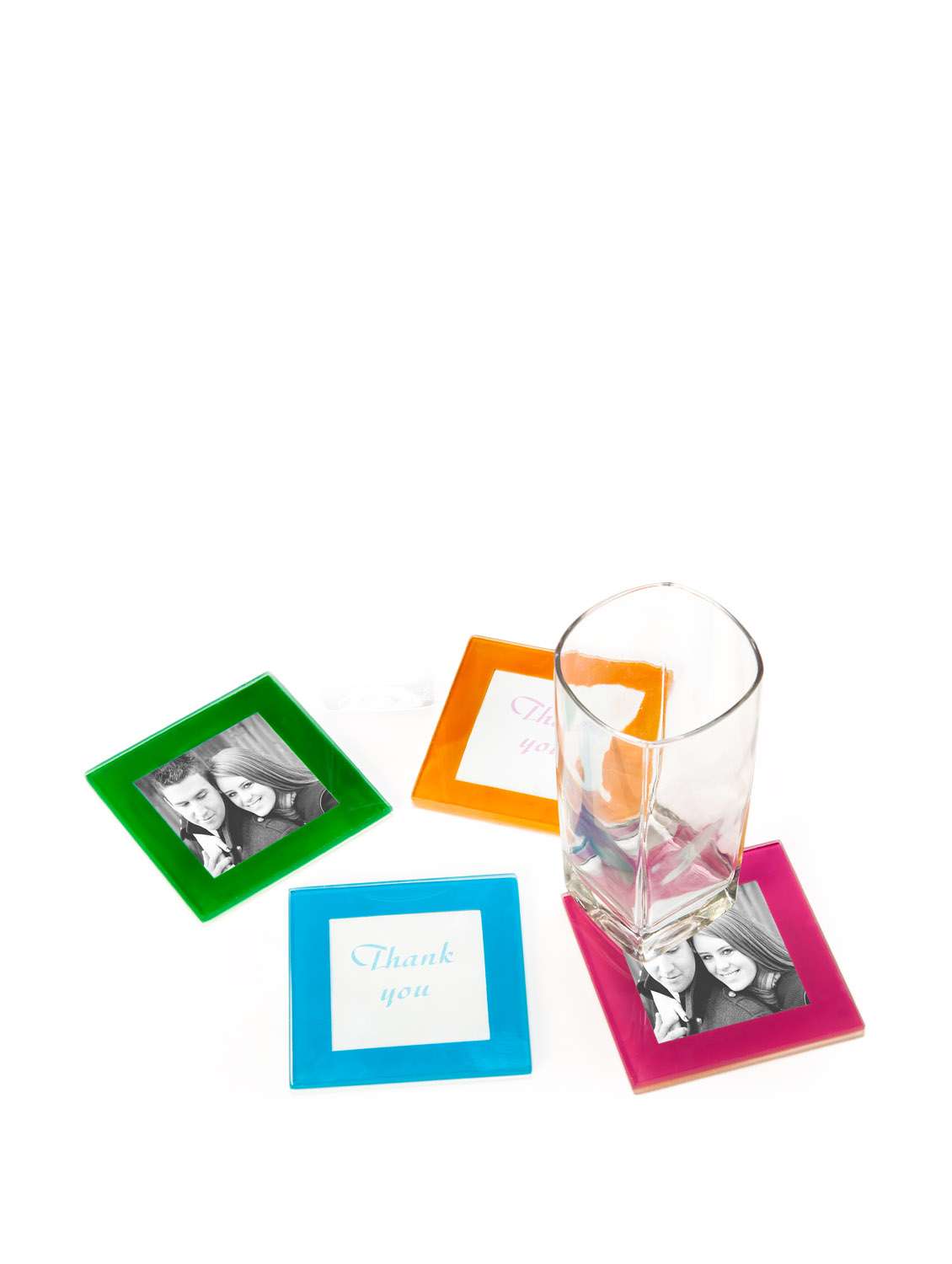 multicolored glass frame coasters (set of 4)