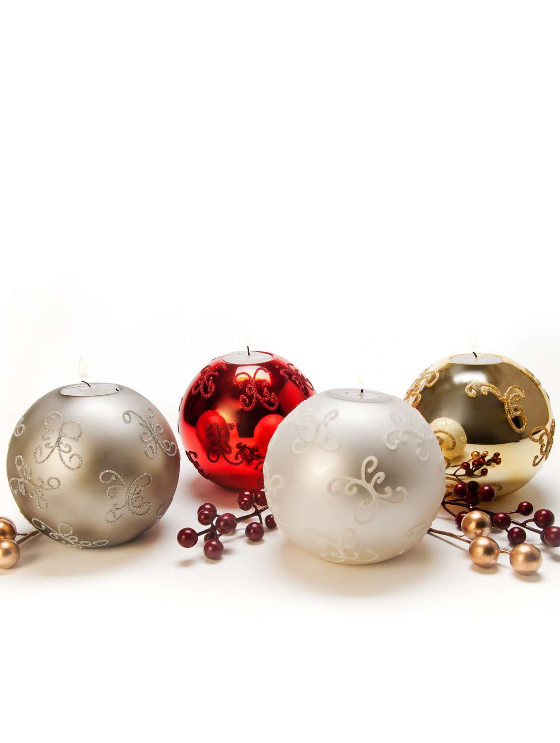 ornamental glass ball tea light holder (set of 4)