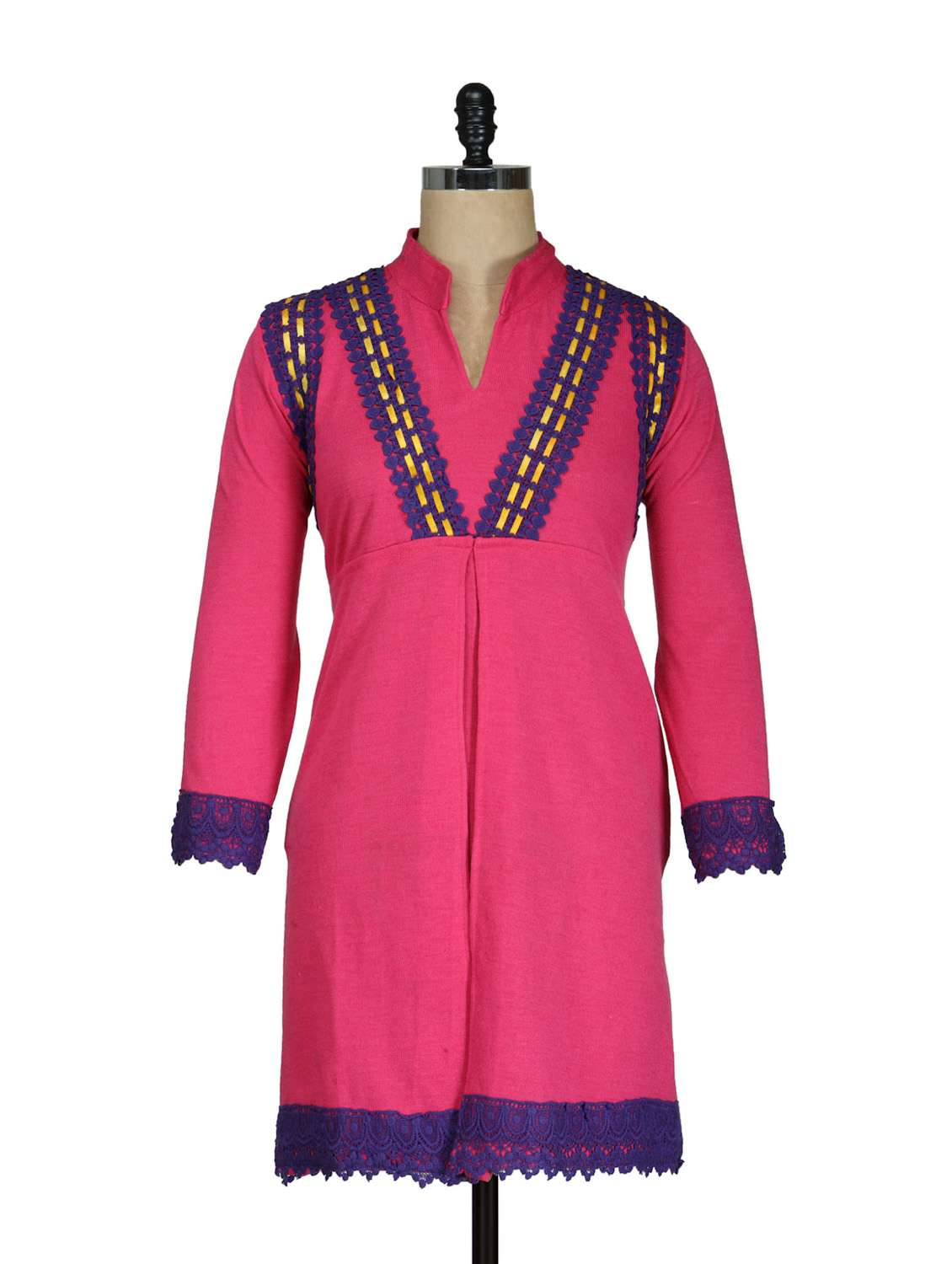 Buy online Pink And Purple Woolen Kurti from Kurta Kurtis for