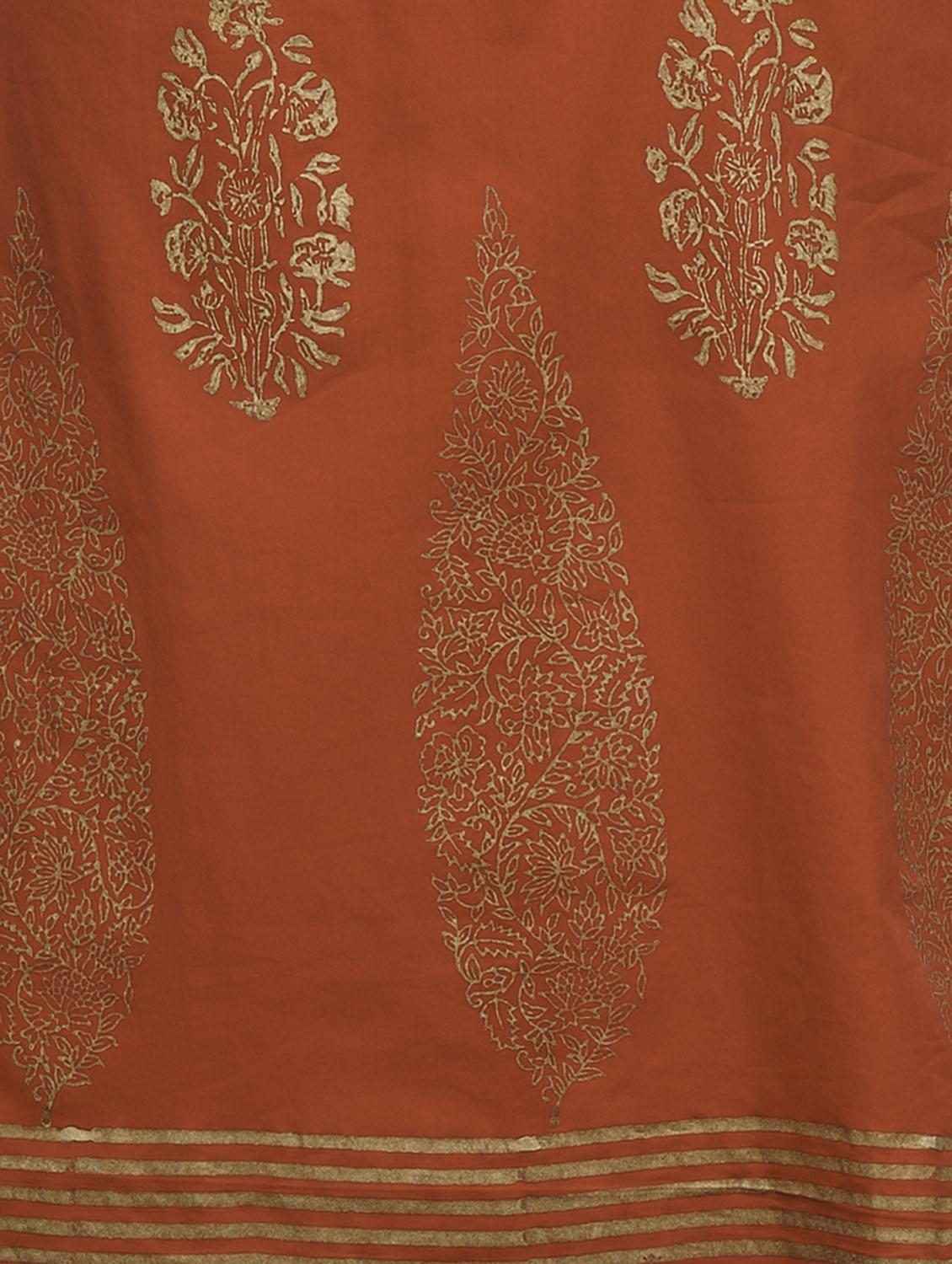 luxe red kurta with gold details - 907237 - Standard Image - 3