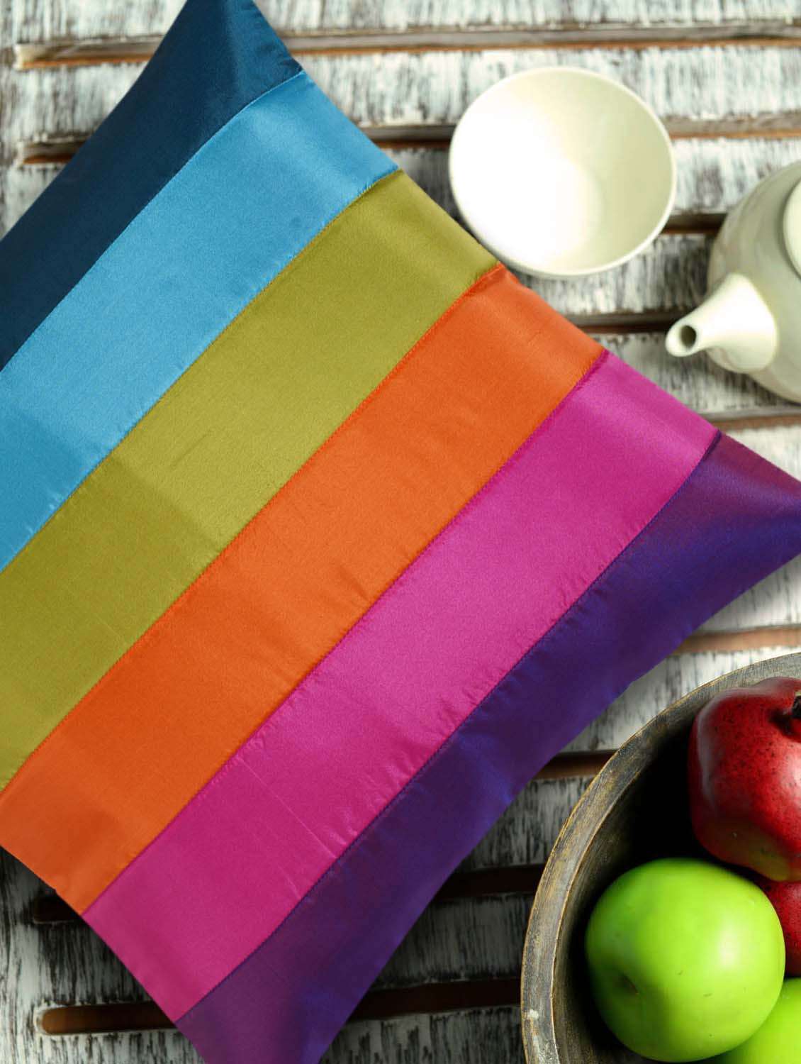 coloured panel polysilk cushion cover