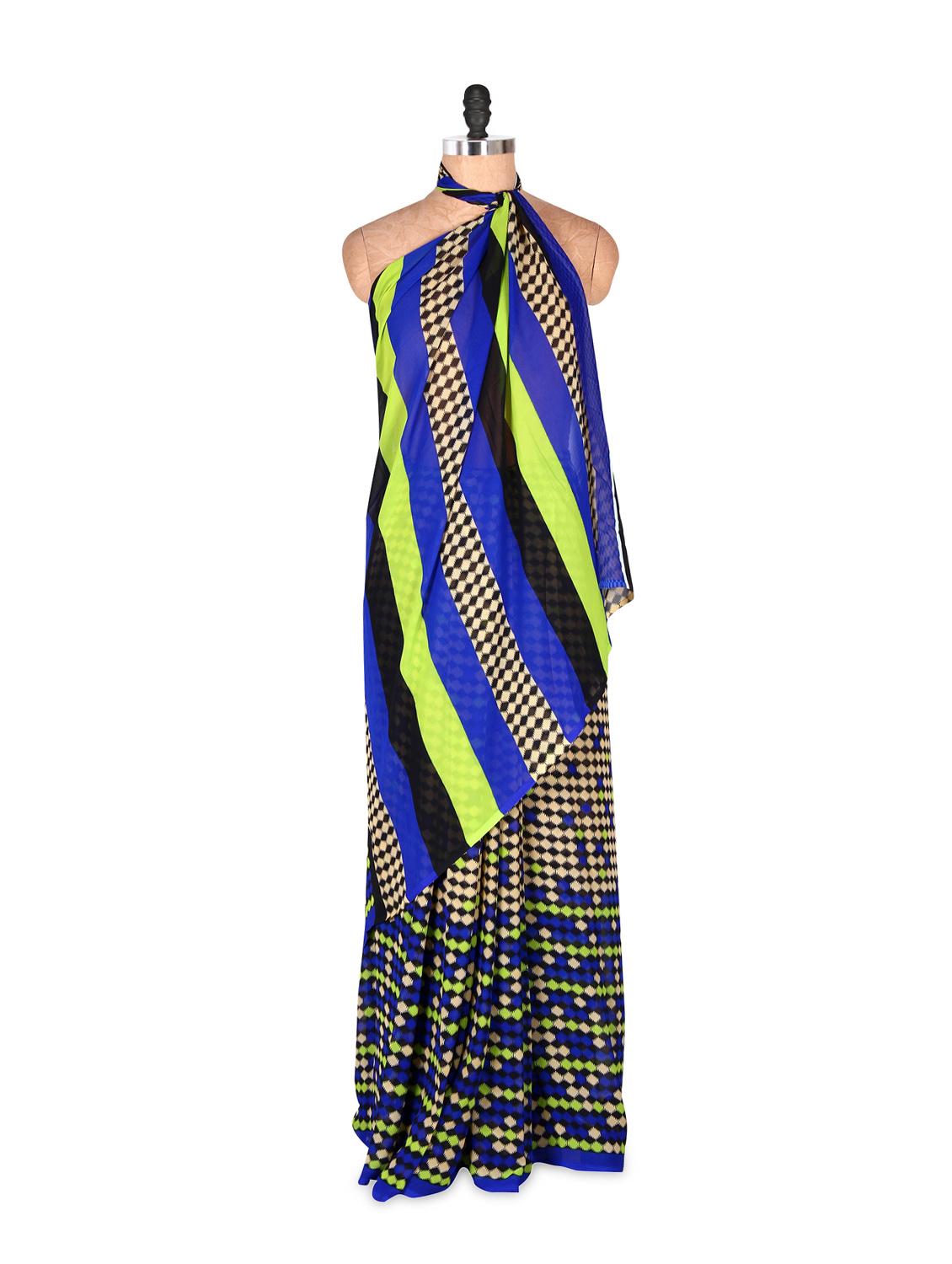 Elegant Blue Art Silk Saree With Matching Blouse Piece - Saraswati