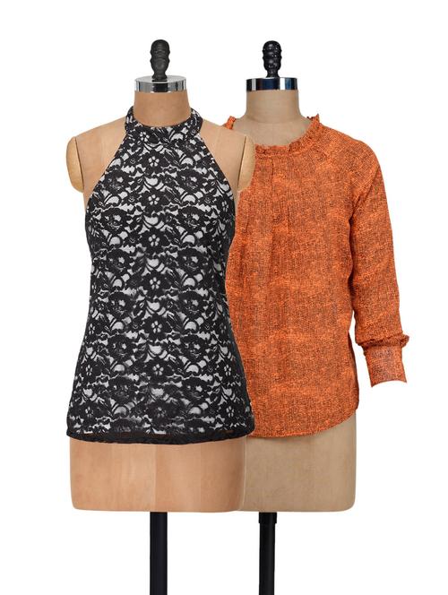 Set Of Lace & Printed Tops - @ 499