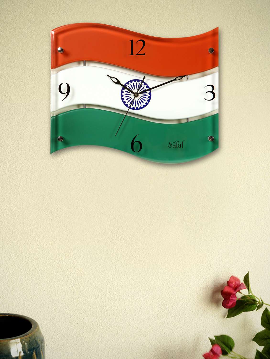 Buy online Indian Flag Wall Clock from Clocks for Unisex by Safal for